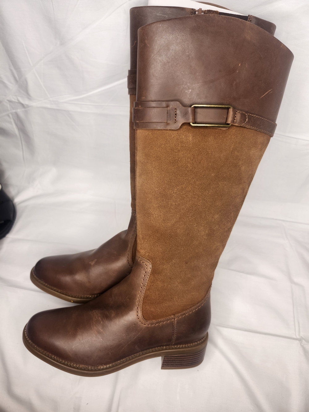 Clarks Brown Leather & Suede Knee-High Riding Boots